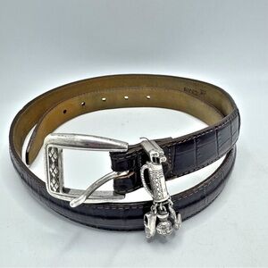 Brighton Brown Croc Leather Men's Golf Belt Silver Hardware Golfers Size XL 36